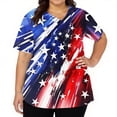 thumbnail image 4 of KDDYLITQ 250 Anniversary Usa Shirts for Women Summer Printed Short Sleeve Blouses Patriotic American Flag American Birthday T-Shirts National Flag Print Fashion V Neck Tees Red S, 4 of 6
