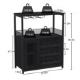 thumbnail image 2 of Jotoa Buffet Cabinet, Farmhouse Coffee Wine Bar Cabinet with Detachable Rack and Glass Holder, Mesh Door, Liquor Coffee Bar Cupboard, Black, 2 of 6