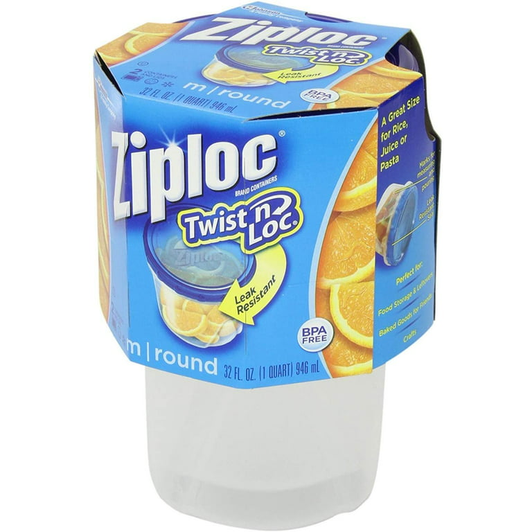 Ziploc® 2 Pack Twist 'n Loc Medium Round Storage Containers, 1 qt - Food 4  Less