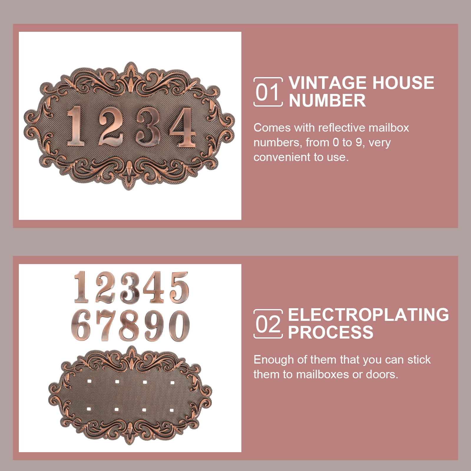 5 Sets Letters House Number Vintage Mailbox Front Door Plaque