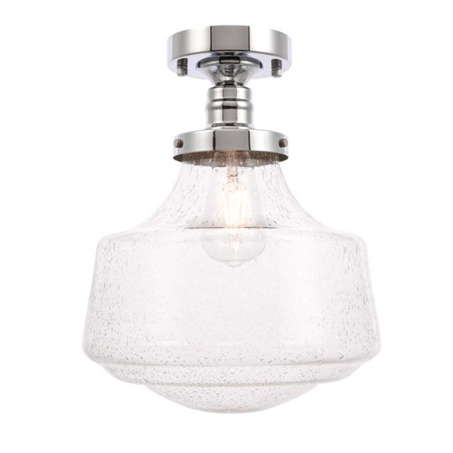 Living District LD6241C Lyle 1 Light Chrome & Clear Seeded Glass Flush Mount