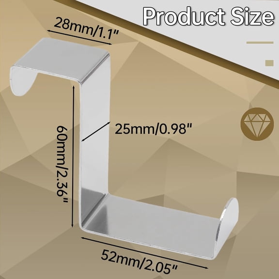 XZHANH-6 Pack Over The Door Hooks - Z-Shaped Hanging Hook Dual Head Fits The 1" and 2" Door Widths - Stainless Steel Reversible Hanger Hook for Hanging Clothes, Coats, Towels
