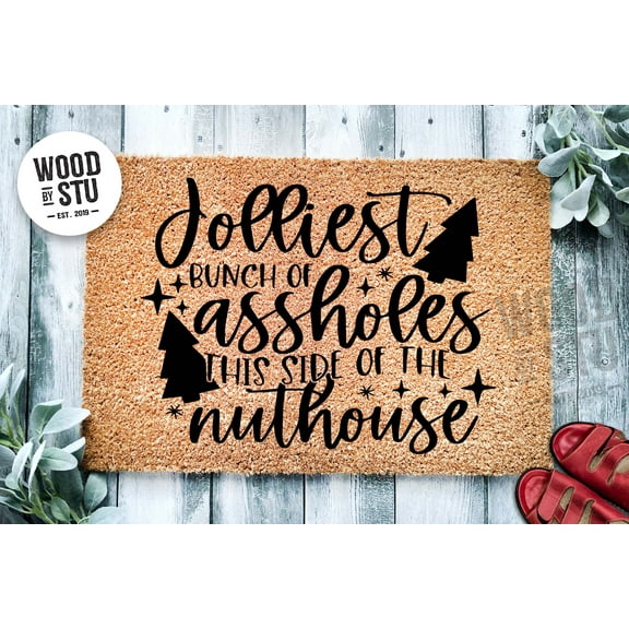 WoodByStu Christmas PVC Doormat, 18" x 30", Non-Slip
