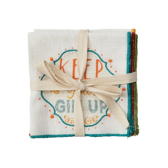 Creative Co-Op Cotton Printed Napkins with Saying