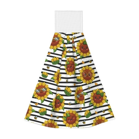 

Jgfou Cute Sunflowers Print Coral Fleece Microfiber Hanging Hand Towel Soft Premium Dishcloths Multi-Purpose Dust and Stain Removal Cleaning Supplies