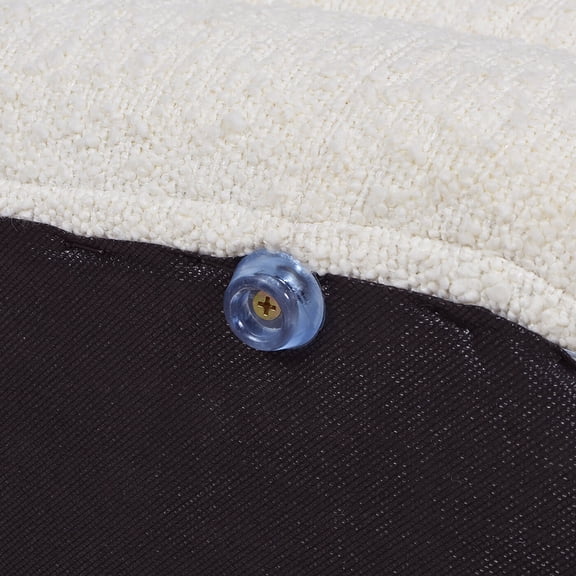 Wooden Storage Benches Fuji 49" Upholstered Oval Storage Bench, Ivory White Boucle,Indoor Storage Benches