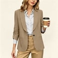 thumbnail image 4 of Busydd Classic Blazers for Women with Flap Pockets Formal Business Solid Color Suit Jacket Casual Work 3/4 Length Sleeve Suits Blazer 2XL, 4 of 9
