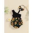 thumbnail image 4 of Suealasg Baby Girl 2 Piece Outfits Newborn Sleeveless One-Pieces Jumpsuits Sunflower Print Rompers Dress with Headband Summer Clothes 0-12 Months, 4 of 9