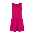 thumbnail image 4 of Kagetolytai Dresses for Women 2024 Womens Summer Dresses Plain Loose V Neck Sleeveless Sundresses Swimsuit Coverup with Pockets Summer Dresses for Women 2024 Hot Pink 2XL, 4 of 9