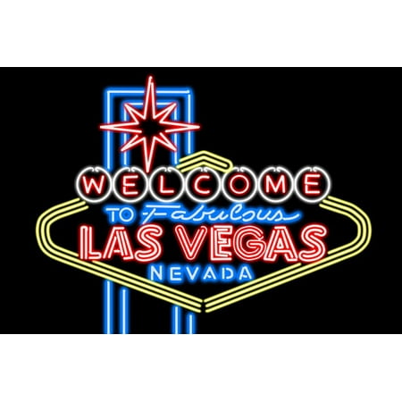 Las Vegas, Nevada - Neon Lights Welcome Sign Print Wall Art By Lantern