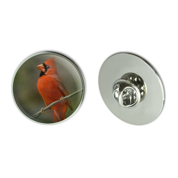 Red Cardinal Bird On Branch Metal 1.1" Tie Tack Hat Lapel Pin Pinback