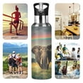 thumbnail image 4 of ALAZA Elephant and Rainbow Water Bottle Insulated Flask Stainless Steel Straw Lid 20 oz, 4 of 6