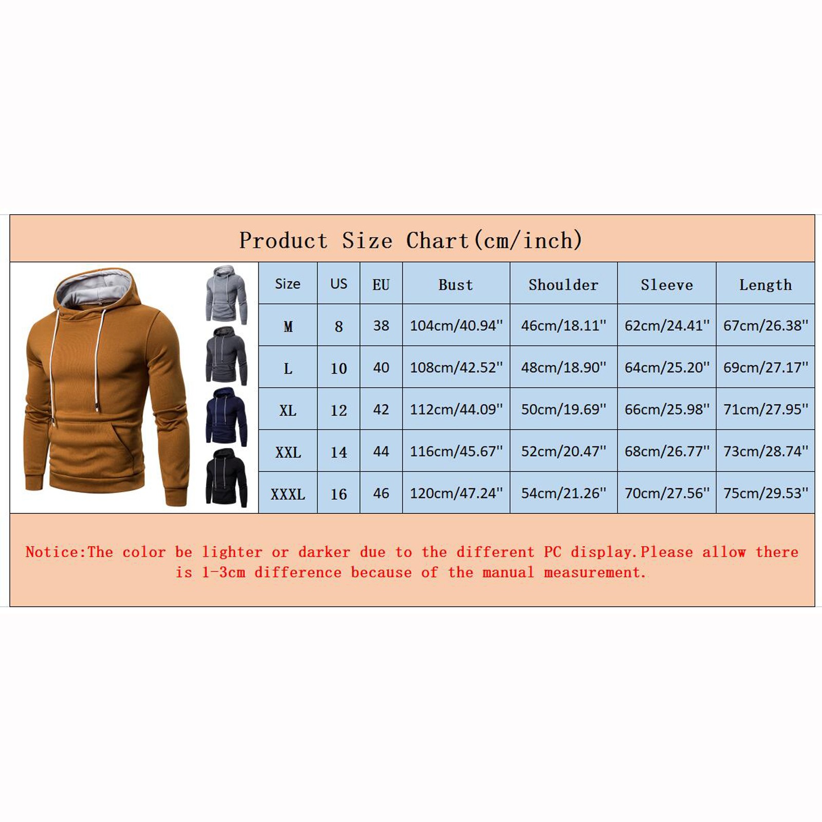 UIX Men's Sweater Solid Color Loose Large Size Hooded Sweater Top ...