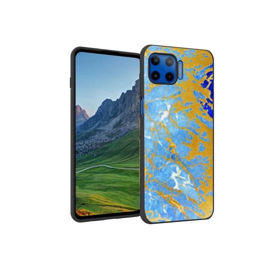 Blue-Golden-Marble-32 Phone Case, Degined for Moto G 5G Plus Case Men Women, Flexible Silicone Shockproof Case for Moto G 5G Plus