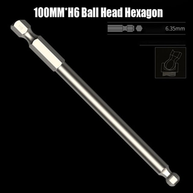 BTOER 1pc Ball End Hex Screwdriver Bit Metric Hex Bit 100mm Long Magnetic Driver Bit Alloy Steel 1/4 Inch Hex Screwdriver Bit H2.5-H8