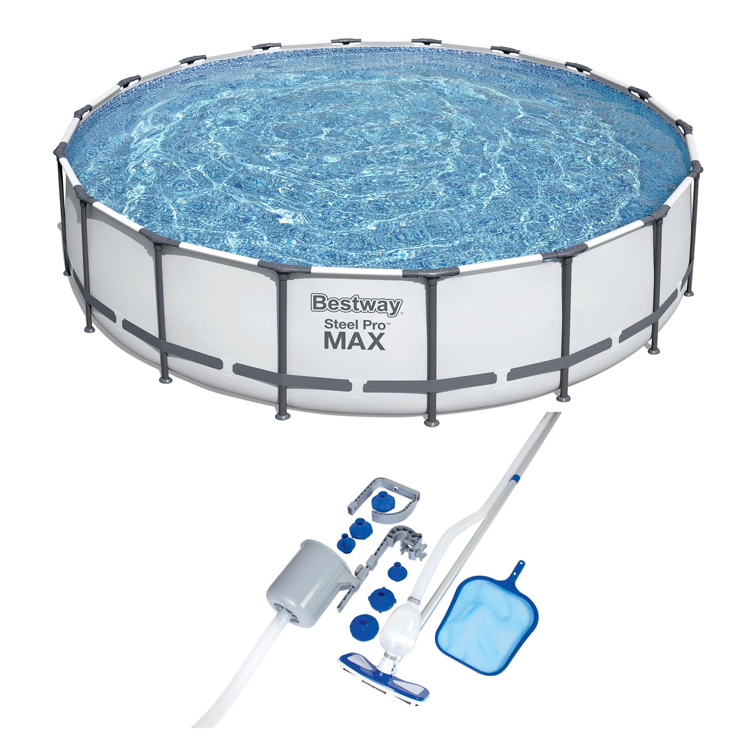 Bestway 18ft x 48in Steel Pro Round Frame Above Ground Pool Set with