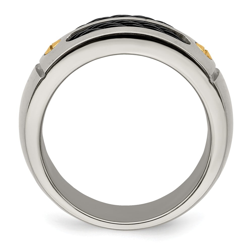 Edward Mirell Brushed Titanium Cable and 18k Gold Rivet 9.25mm Wedding Band Edward Mirell Brushed Titanium Cable and 18k Gold Rivet 9.25mm Wedding Band