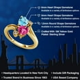 thumbnail image 2 of Gem Stone King 18K Yellow Gold Plated Silver Swiss Blue Topaz Pink Created Sapphire and White Moissanite Ring for Women (1.78 Cttw, Heart Shape 6MM, Gemstone November Birthstone, Size 5), 2 of 6