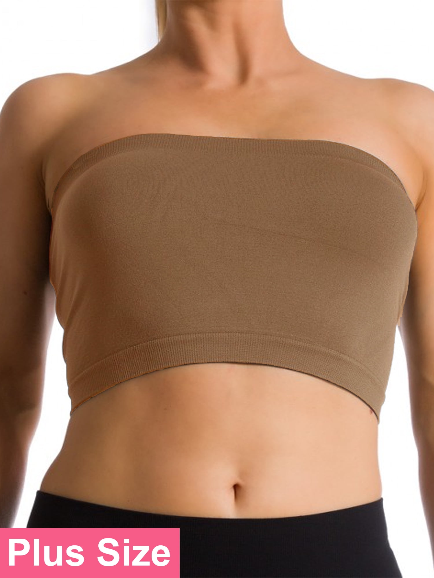 Seamless Solid Cropped Tube Top Bandeau (Plus Size)