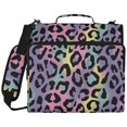 thumbnail image 2 of Zipper Binder with Shoulder Strap 2 inch 3 Ring Waterproof File Folder Organizer Bag 500 Sheet Rainbow Colors Leopard Print, 2 of 8