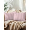 thumbnail image 2 of Waterproof Outdoor Throw Pillows with Inserts 12"x20" Set of 2, Pink Striped Soft Decorative Pillowcases for Couch Bedroom, Modern Simple Farmhouse Beige Vintage Pillow Covers for Sofa Living Room, 2 of 8