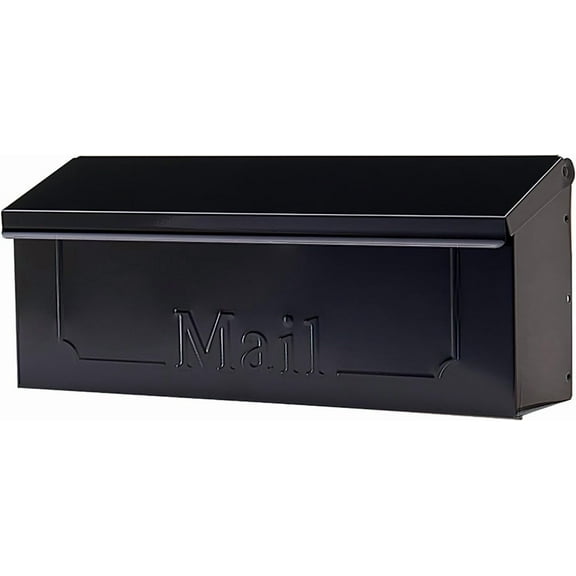 Architectural Mailbox Galvanized Steel, Wall Mounted Mailbox, Black, Small