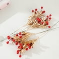 thumbnail image 5 of Zawou Artificial Red Berries with Golden Leaves, 2-Pack Christmas Floral Picks, Glitter Holiday Decoration Accessories for Tree, Wreaths, and DIY Crafts, 5 of 6