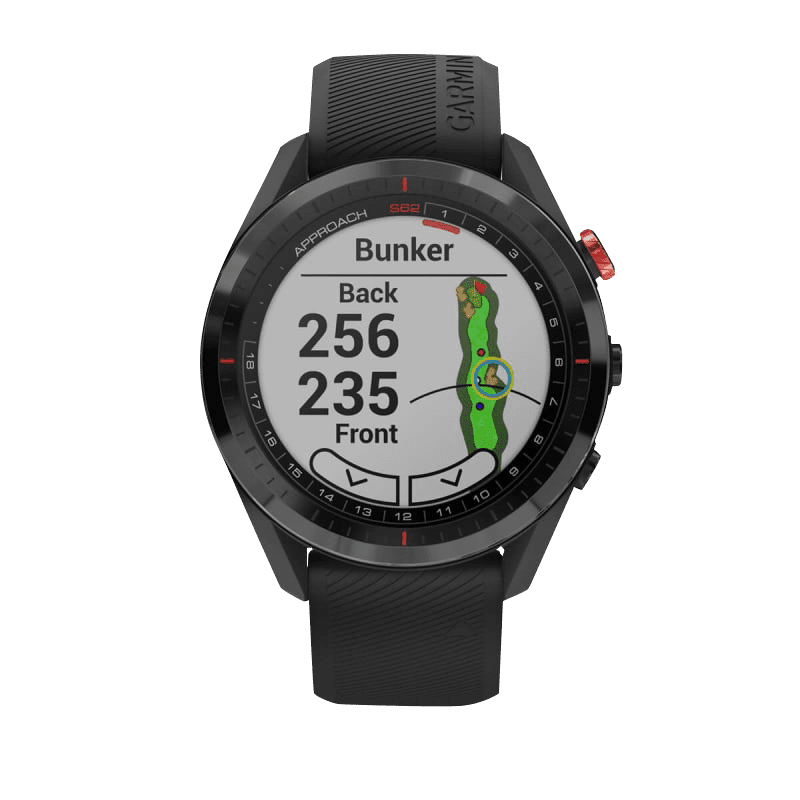 Restored Garmin Approach S62 Black Ceramic Bezel with Black Silicone Band Garmin Certified (Refurbished)