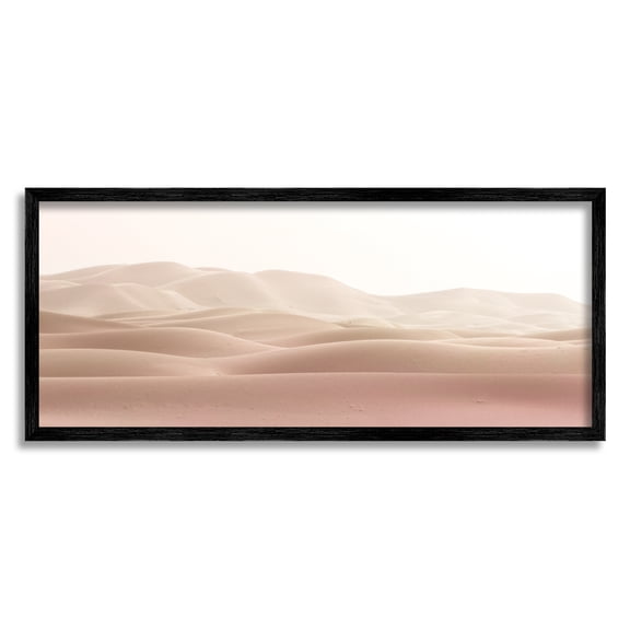 Stupell Industries Pink Sunburnt Sandy Dessert Distant Hills Landscape Landscape Photography Black Framed Art Print Wall Art, 13 x 30