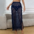 thumbnail image 2 of SAWOBUUN Womens Sequin Fringe Mesh Midi Skirt High Waist Split Bodycon Sheer Tassel Party Skirt, 2 of 5