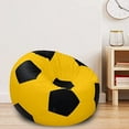 thumbnail image 2 of Ample Decor Soccer Leatherette Bean Bag Cover (Filler Not Included), Double Stitched, Ideal for Children and Teenagers - Yellow & Black, 2 of 6
