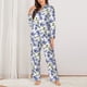 thumbnail image 2 of Fotbe Blue Flax Flowers Conjunto de Pijama de Manga Larga para Mujer con Estampado, Ropa de Dormir de 2 Piezas, Conjunto de Casa Suave y Cómodo con Bolsillos-XX-Large, 2 of 7