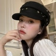 thumbnail image 6 of Aellinatey Unisex Casual Y2k Girls Beret Hat with Star Rivet Summer Women Peaked Cap, 6 of 19