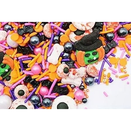 Halloween Witch & Scary Eyeballs Sprinkles 8 Ounce Bag-Spooky Hard Candy For Day of The Dead Candy Buffet