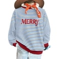 thumbnail image 6 of Craaazy Christmas Sweatshirts for Women Vintage Striped Printed Merry Christmas Letter Printing Round-neck Long-sleeved Tops Gifts For Women, 6 of 9