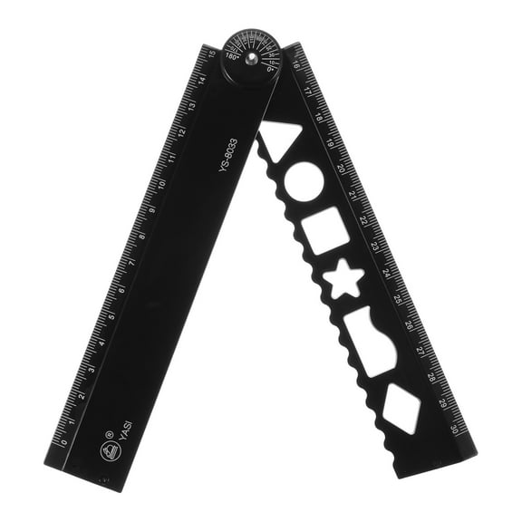 Folding Ruler 30cm Metric Polystyrene Measuring Tool Black