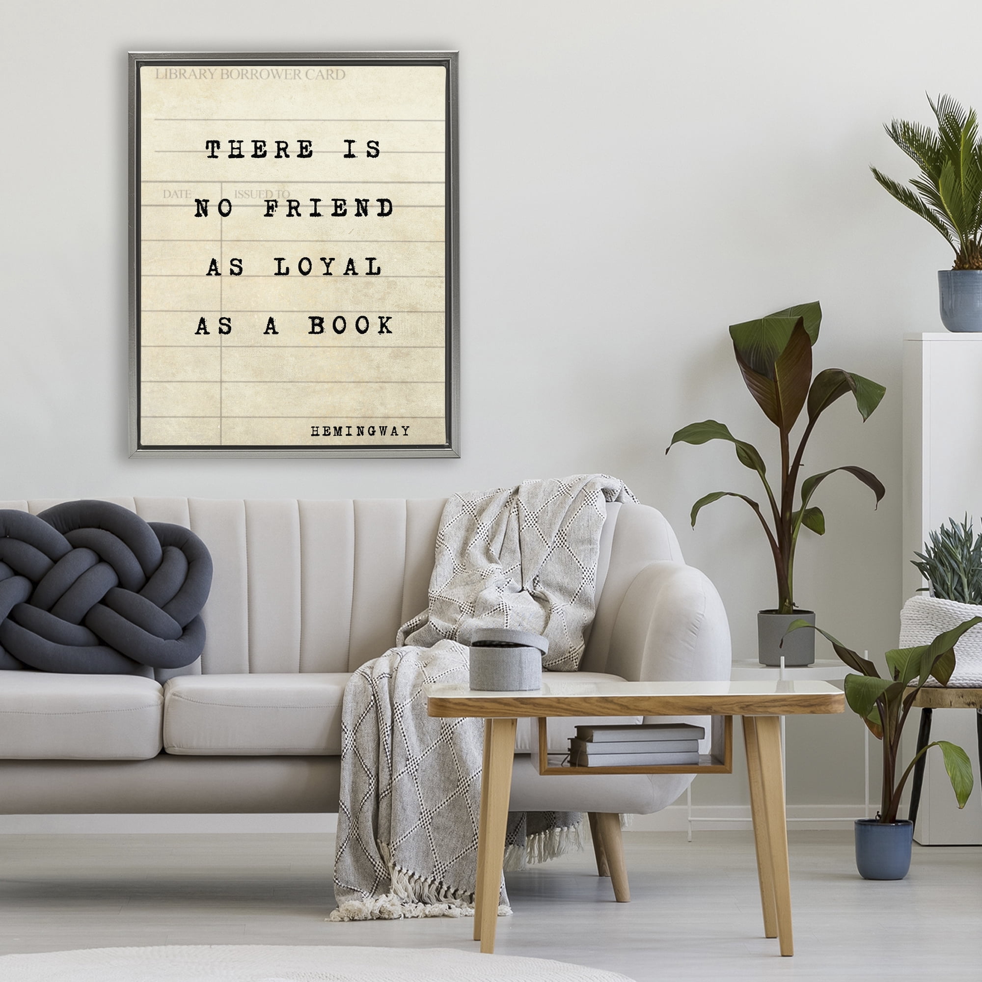Stupell Industries No Friend As Loyal As A Book Gray Framed Floater Canvas Wall Art, design by Julia Frost