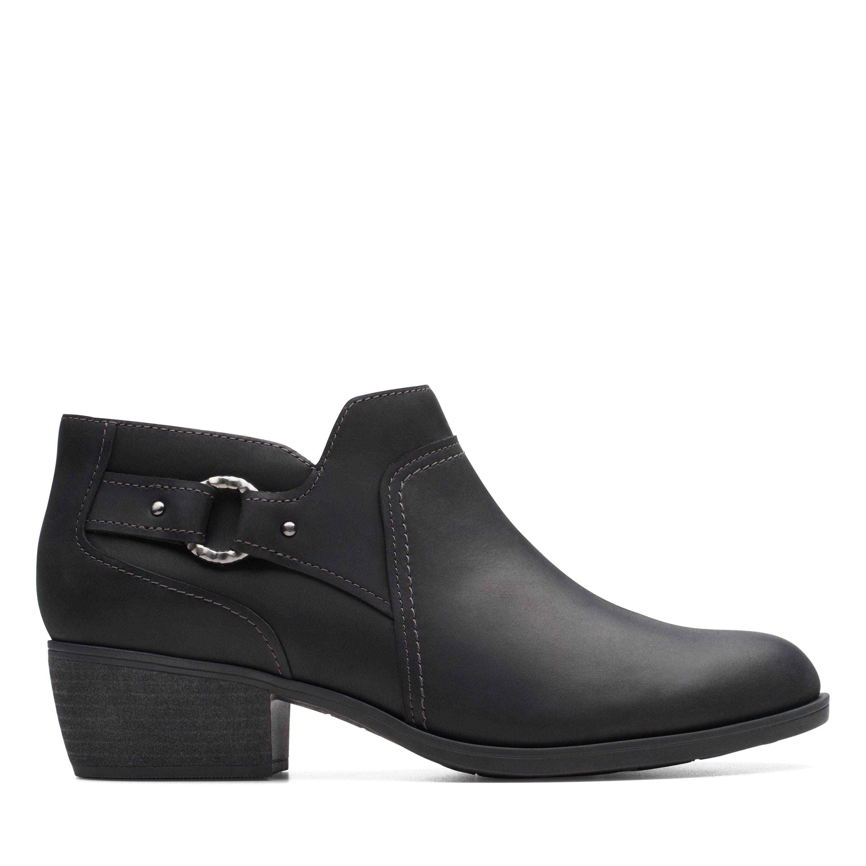 Miz Mooz Leather Buckle Wide Width Ankle Boots -Shane in Black