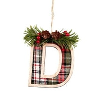 hulanddfd 26 Letter Ornaments Christmas Tree Decoration - Wood Christmas Tree Hanging Pendant for Xmas Tree, Xmas Alphabet Letters Ornaments for Home Decor, Gifts for Family Friends-Letter D