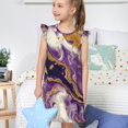 thumbnail image 4 of Fotbe Purple Gold Marble Swirls Vestido de Dormir para Niñas de 3 a 10 Años, Mangas Cortas, Estilo Princesa, Pijama Camisón con Mangas Voladas-Large, 4 of 6
