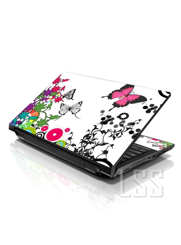 LSS 17 17.3 inch Laptop Notebook Skin Sticker Cover Art Decal For Hp Dell Lenovo Apple Asus Acer Fits 16.5" 17" 17.3" 18.4" 19" with 2 Wrist Pads Free - Forest Butterflies