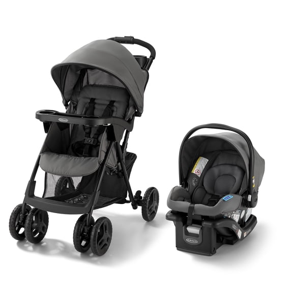 Graco Comfy Cruiser Travel System, Car Seat and Stroller Combo, Graystone