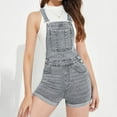 thumbnail image 2 of vigerkar Women's Ripped Roll Hem Sleeveless Denim Overall Shorts Rompers Blue, M, 2 of 7