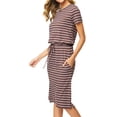 thumbnail image 4 of Vestido Simier Fariry de manga corta a rayas para mujer, color café, 4 of 6