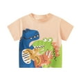 thumbnail image 2 of Boys T Shirts Kids Toddler Boys and Girls Summer Colorful Cartoon Dinosaur Prints Short Sleeve T Shirts Toddler T Shirts Pink 12 Months-18 Months, 2 of 7