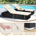 thumbnail image 3 of LOGYAT 3 Piece Outdoor Wicker Chaise Lounge Set, 2 Oversized Reclining Chaise Chairs Matching Side Table, Patio Lounger with Washable Cushions, White, 3 of 4