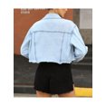 thumbnail image 3 of Txlixc Chaqueta de vaquero corta para mujeres, manga larga casual para adultos, dobladillo desgastado y solapa Txlixc  moda, 3 of 8