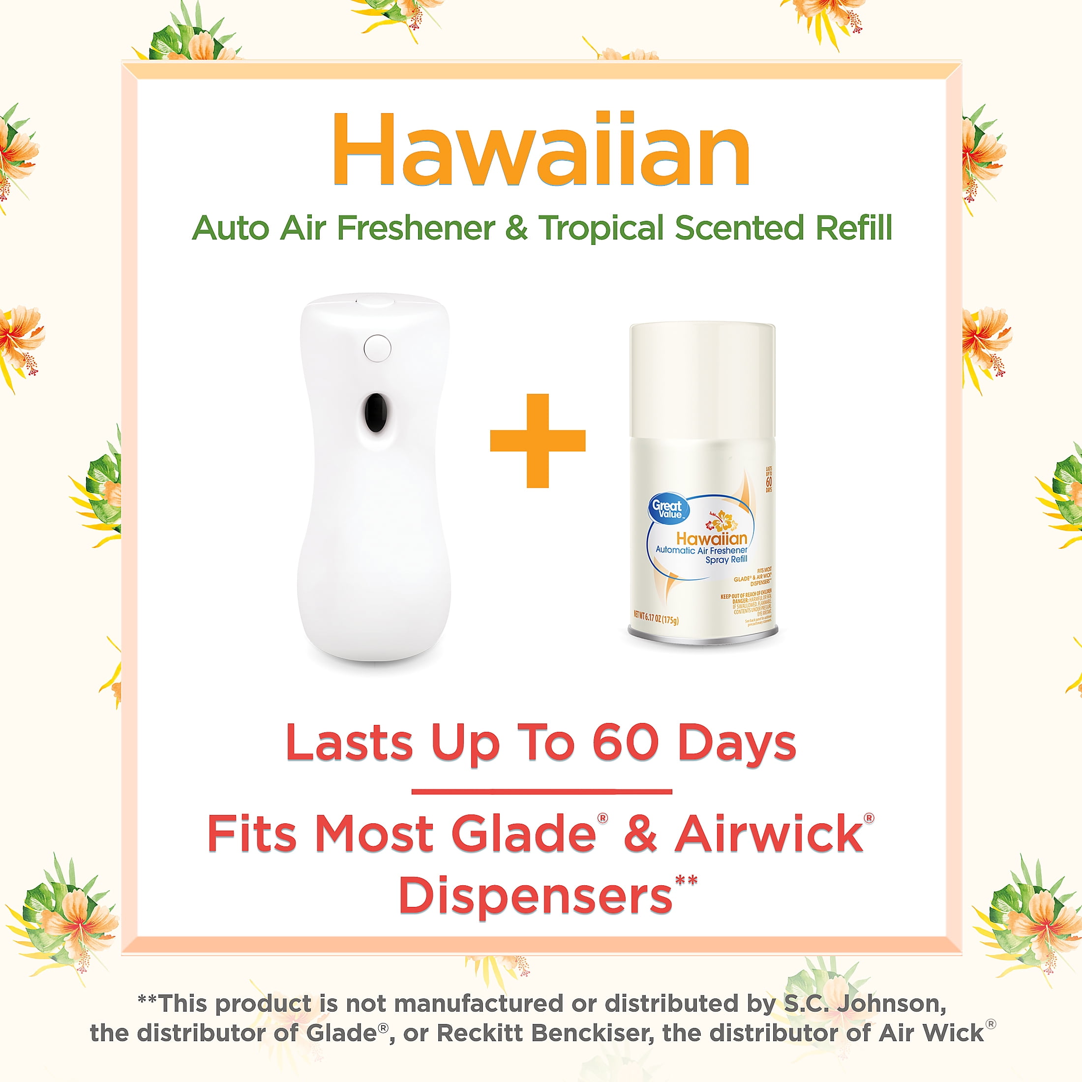 Great Value Automatic Air Freshener & Refill, Hawaiian, 6.17 Ounce