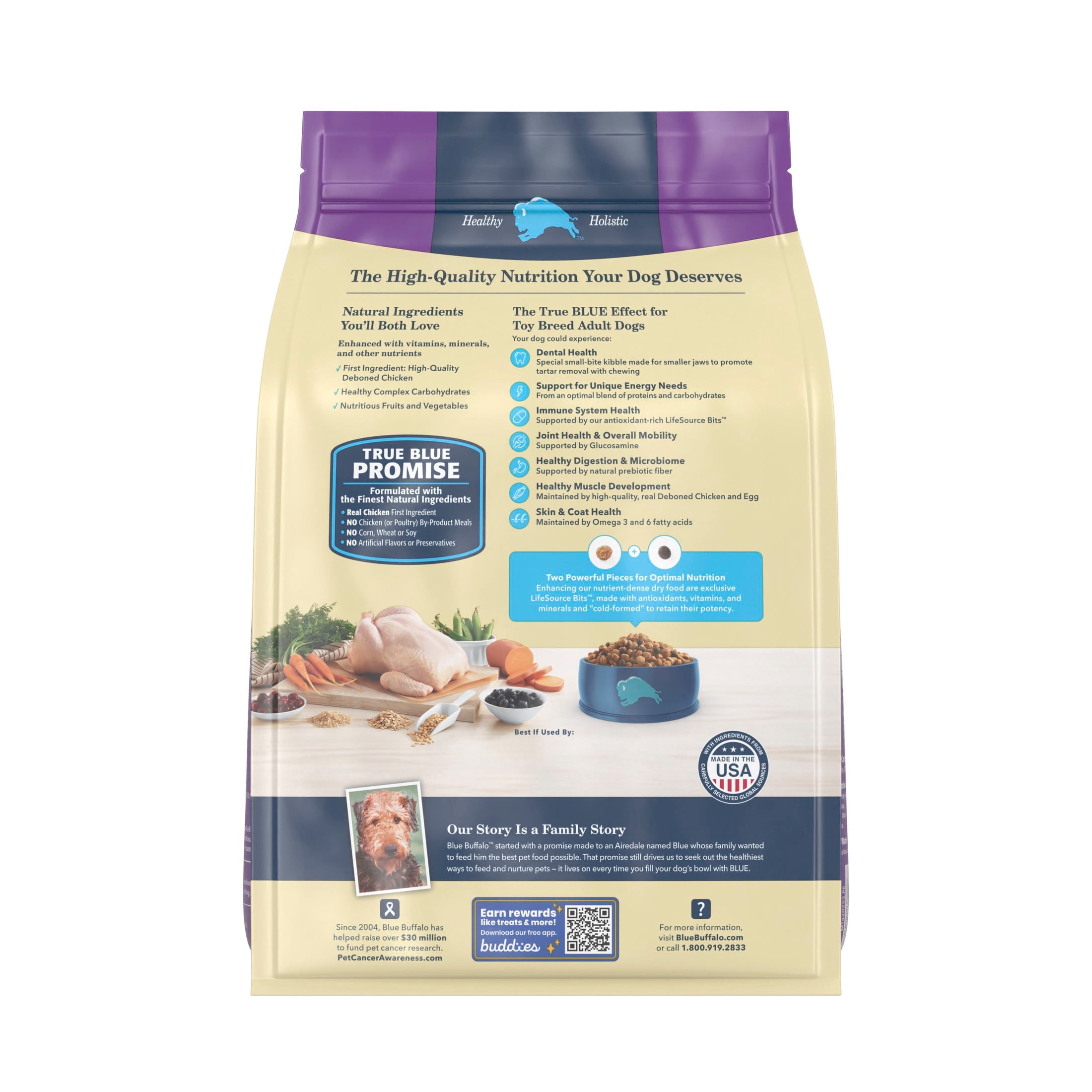 (2 pack) Blue Buffalo Life Protection Toy Breed Adult Dry Dog Food Chicken & Brown Rice 4lb Bag