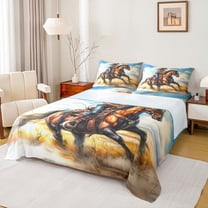 Feelyou Western Cowgirl Cowboy Twin Sheet Sets, Brown Farmhouse Horse Twin Fitted Sheet, Countryside Flat Sheet, Ultra Soft Bedroom Decor, 3pcs